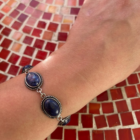 New Lapiz Lazuli Sterling Bracelet - Picture 6 of 8